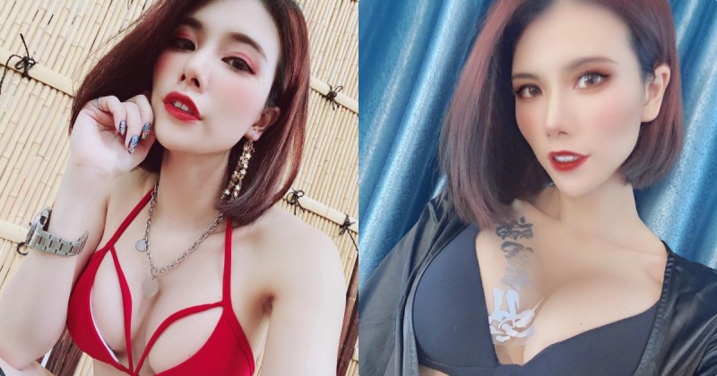 【蜗牛娱乐】火辣主持人「菁菁」紅色比基尼超爆乳，惹火的穿搭「畫面好兇」！