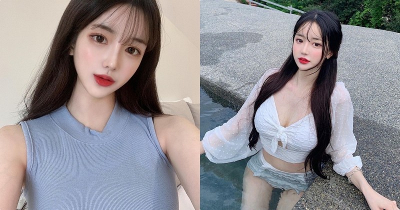 【蜗牛娱乐】氣質正妹下水後「火辣曲線」現形，「白嫩美肌」腰細、胸好大！