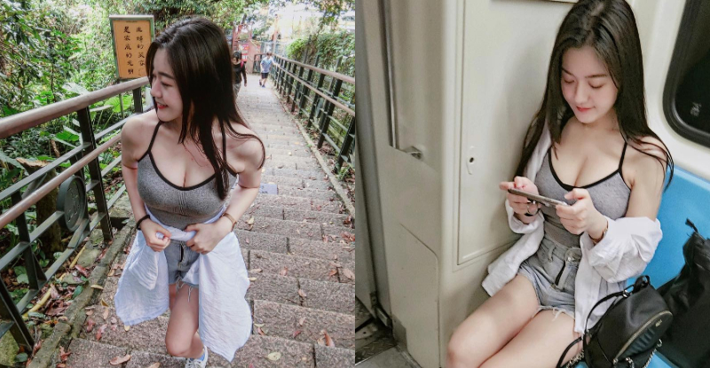 【蜗牛娱乐】最火辣櫃姐「Judy Chiu」爆乳登山　細肩帶快撐不住飽滿乳量！