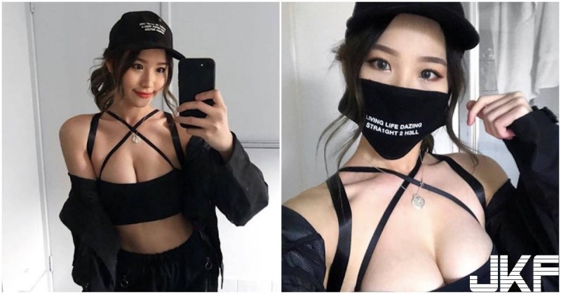 【蜗牛娱乐】口罩正妹胸前大露「豐滿美乳」，養眼兩粒「長輩太有料」了！