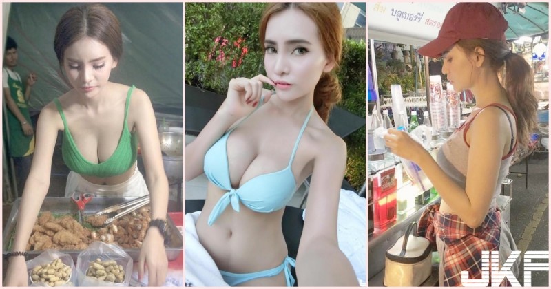 【蜗牛娱乐】這胸部太辣！小吃攤「巨乳奶妹」視角好邪惡！超可愛「白嫩圓乳」引人遐想…