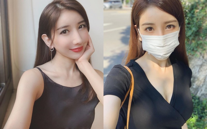 【蜗牛娱乐】街頭驚見「超胸口罩妹」深V透視超誘惑　網肉搜後暴動：她在台灣耶
