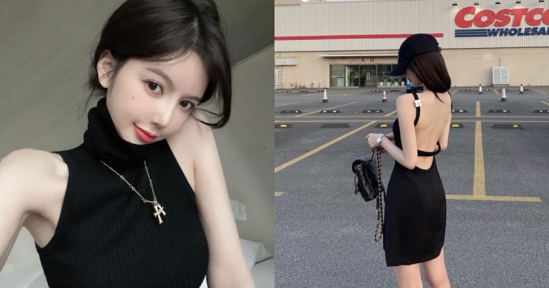 【蜗牛娱乐】美式大賣場驚見「裸背洋裝正妹」！白皙肌膚窈窕曲線超搶眼，正面還「小露酥胸」！