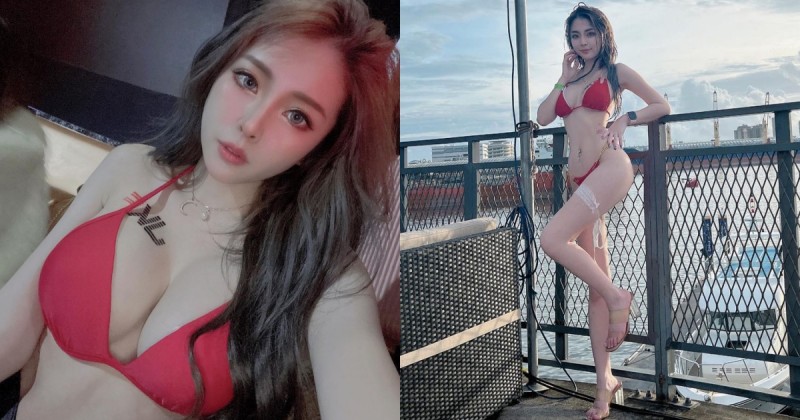 【蜗牛娱乐】高雄正妹「張楚曼」碼頭邊性感濕身！「34E雪乳+蜜桃長腿」比例辣到不行！