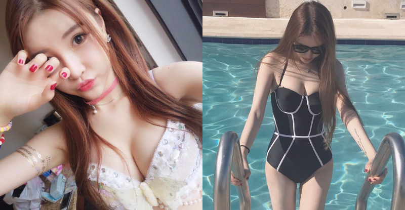 【蜗牛娱乐】想抱緊處理！「清新正妹」無辜大眼好誘惑　池畔邊爆乳泳衣大露白嫩包子！