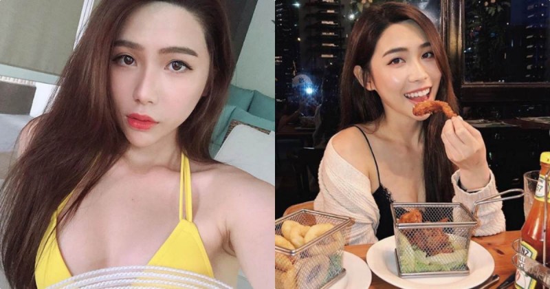 【蜗牛娱乐】IG美齒專家「zhenlin」電力超強大，用餐時的低胸裝好有看點！