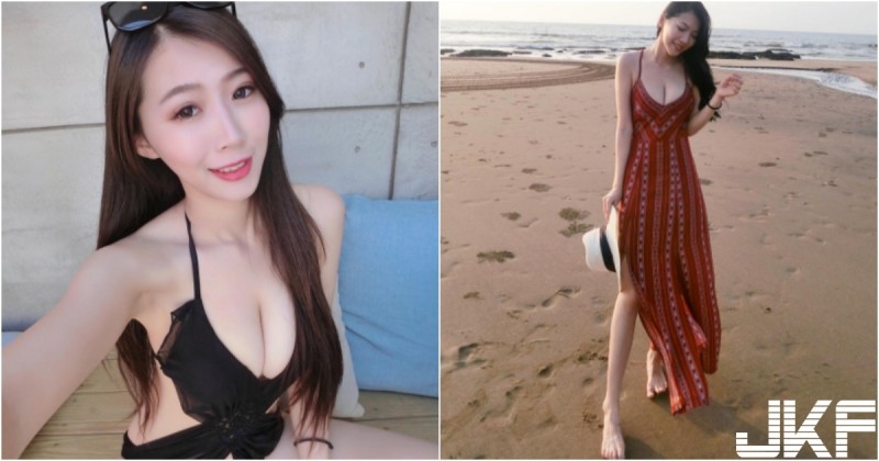 【蜗牛娱乐】太正了！文藻大學「長腿正妹」！低胸泳裝「海邊爆乳」白皙畫面好誘人！