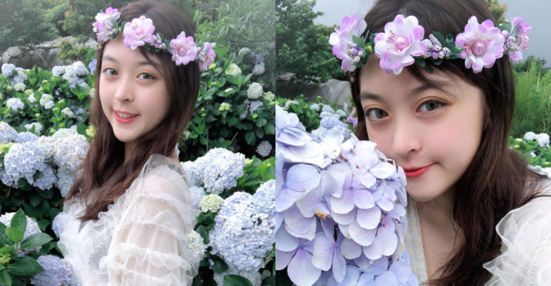 【蜗牛娱乐】這球接到就有福啦！「球球」花叢中殺出獨特迷人眼神，白皙美腿比美景還惹人喜愛！