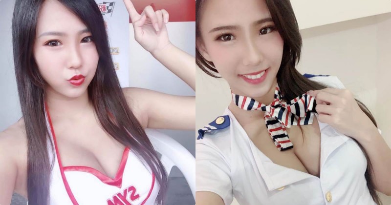 【蜗牛娱乐】正妹釉釉Emily「化身美乳空姐」，解開扣子蹦出「性感事業線」！