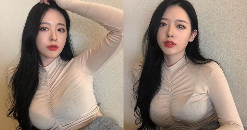 【蜗牛娱乐】正妹「豐滿美乳」要撐爆透膚衣，兩顆乳球形狀太邪惡了！
