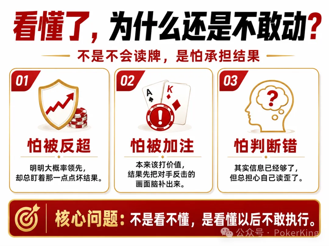 【EV 扑克】看穿范围却不敢动？你不是没读懂牌，只是被恐惧按住了手