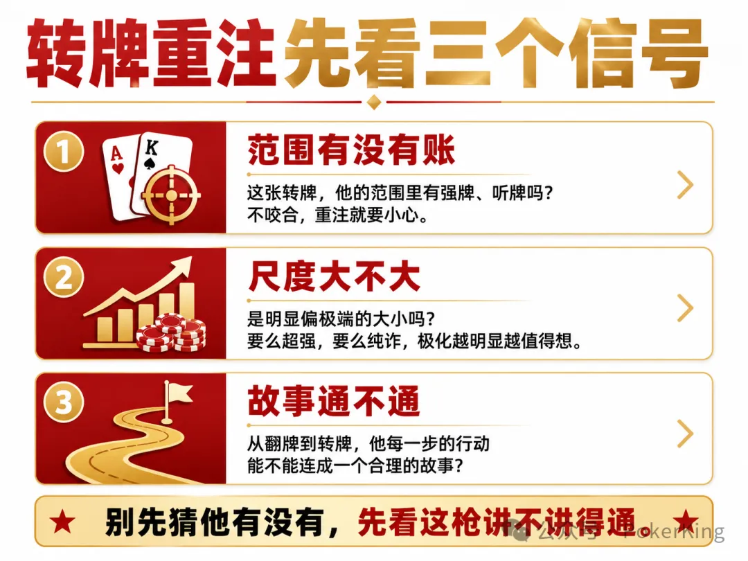 【EV 扑克】转牌重注，到底该信不信？三个信号帮你把“猜”变成“对账”
