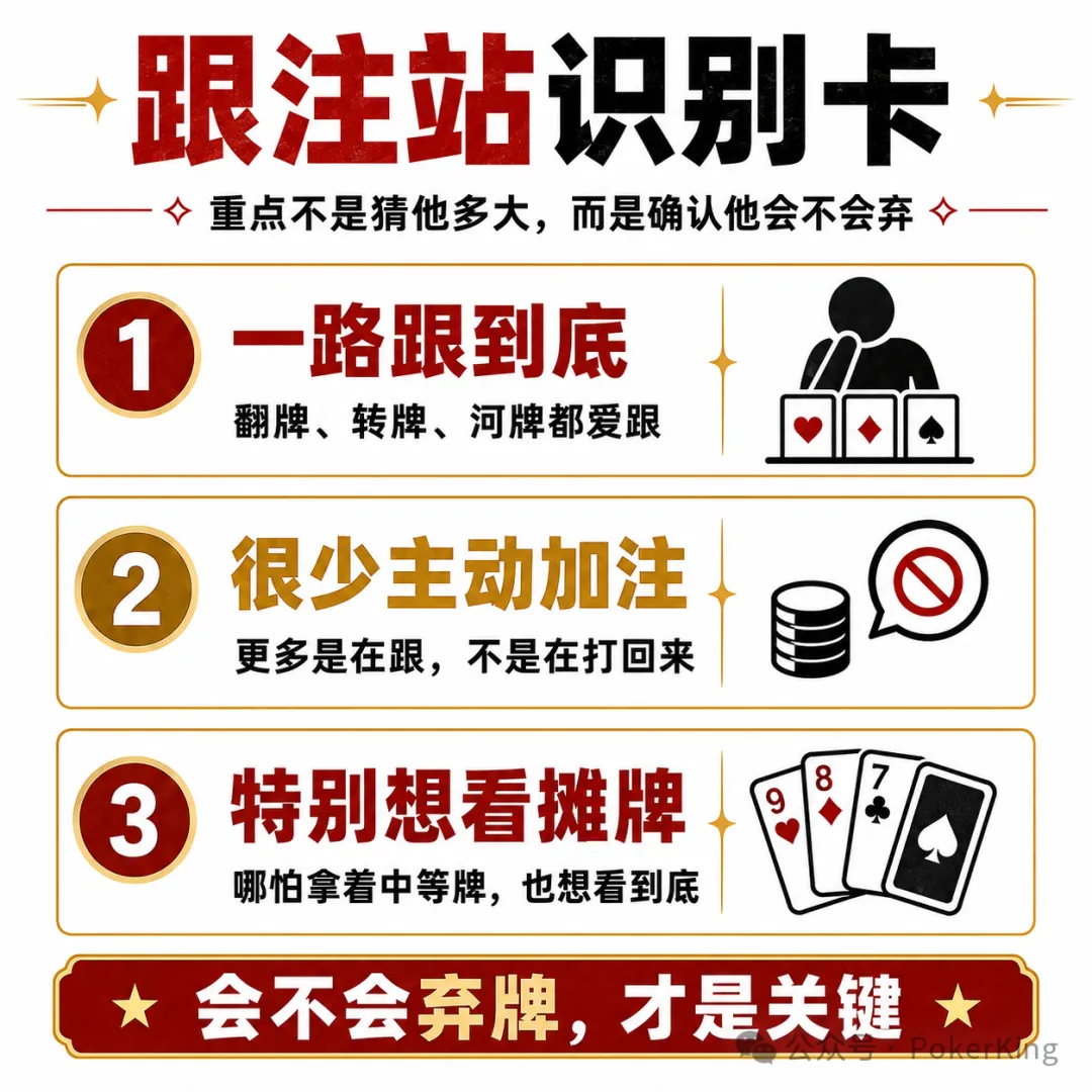 【EV 扑克】面对“跟注站”，别再讲复杂故事了：三条调整让你少吃亏