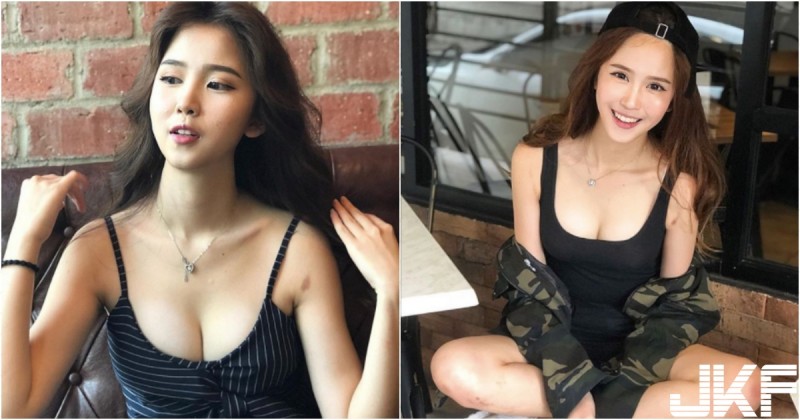 【蜗牛娱乐】有溝！「甜美奶妹」低胸爆乳裝出遊！長髮一撥「雪白美乳」出來見客！