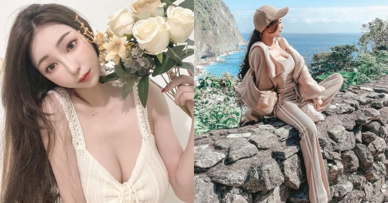 【蜗牛娱乐】「長髮雪乳正妹」運動套裝去海岸散步，細肩帶小背心「爆乳弧度」好厲害！
