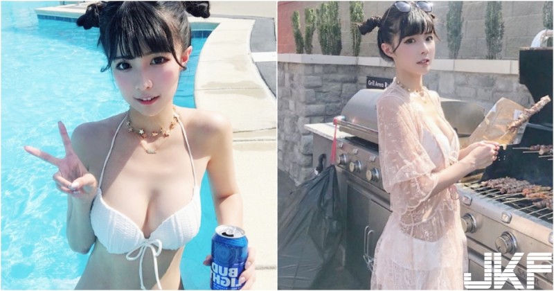 【蜗牛娱乐】海邊BBQ捕捉野生「白嫩奶妹」！甜美清純「白色比基尼」太可愛！渾圓美乳看不膩！