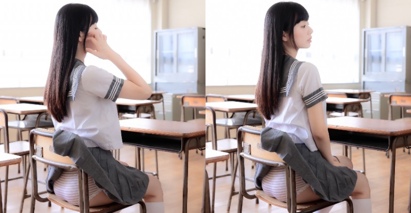 【蜗牛娱乐】同學，你內褲露出來了！「情色萌妹」制服裙子卡住　整個屁屁露出