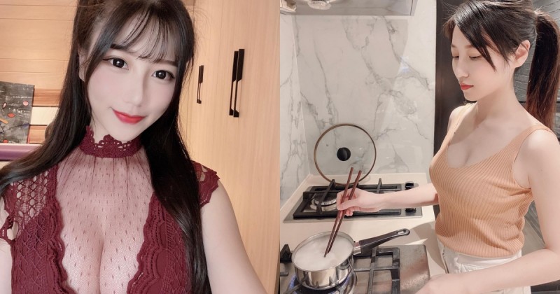 【蜗牛娱乐】氣質甜美「理想型女友」在家好賢慧，「飽滿雪乳」若隱若現太養眼，網友：真的好漂亮！