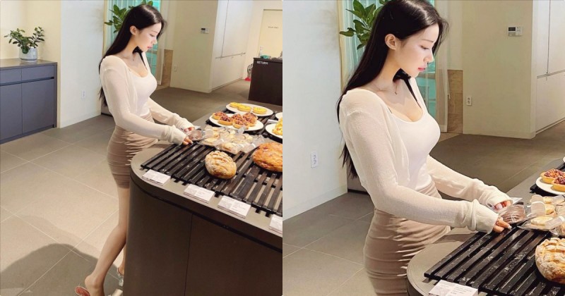 【蜗牛娱乐】麵包店裡的「性感女客人」，「完美的身材比例」讓店員都心動！
