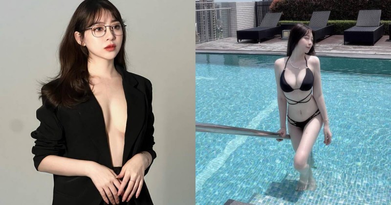 【蜗牛娱乐】中壢花藝師「若㚥」氣質性感兼具，中空西裝露「兇猛雪乳」！