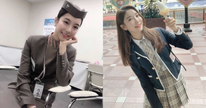 【蜗牛娱乐】正妹空姐「高校制服照美翻」，「隱藏版的曲線」讓人好心動！