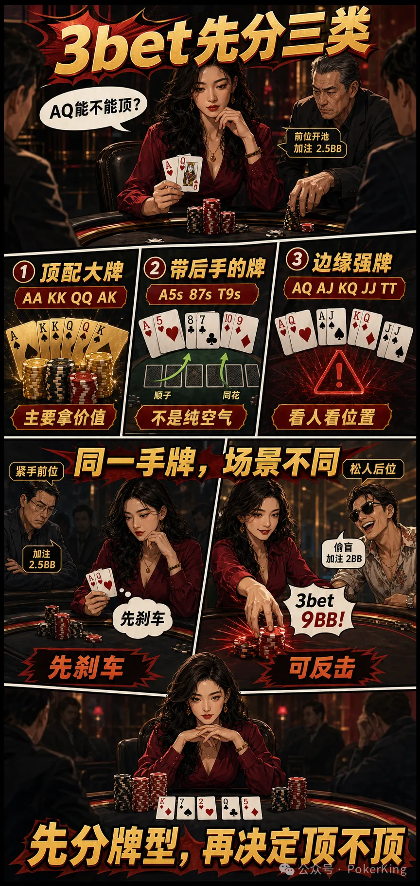 【EV 扑克】3-bet 不是胆量测试:AQ 为什么不能当 AK 打?