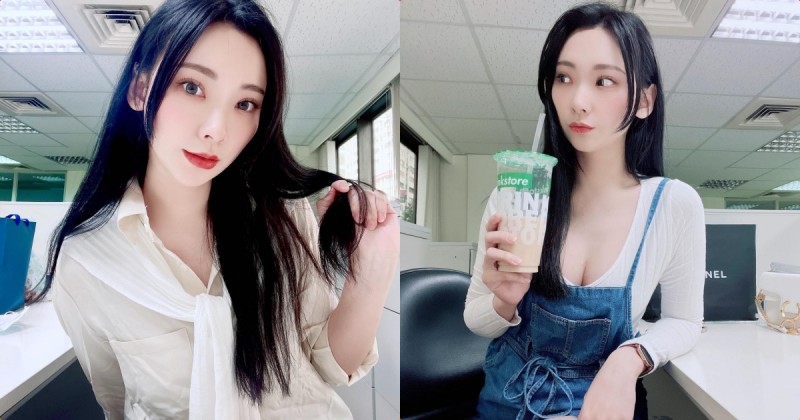 【蜗牛娱乐】穿吊帶裝喝飲料的性感正妹「陳妍」，172公分「高挑曲線」辣翻了！