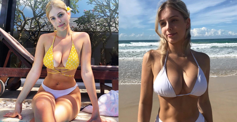 【蜗牛娱乐】陽光沙灘配奶香！比基尼正妹飽滿乳量超加分　性感辣照比吃薑母鴨還暖身