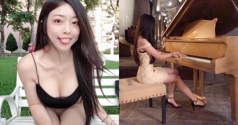 【蜗牛娱乐】在金色三麥彈琴的「氣質正妹」妍妍兒，小洋裝藏不住好曲線，私下活潑又性感！