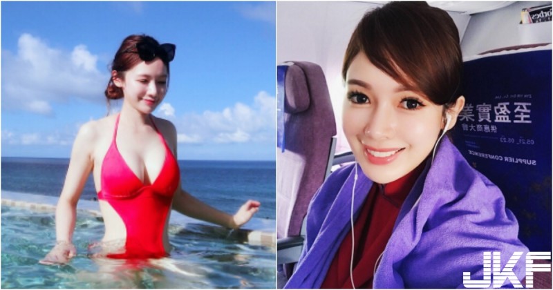 【蜗牛娱乐】空姐好胸！華航正妹花蓮海邊大秀「白嫩圓乳」！挖腰設計太邪惡了啦！