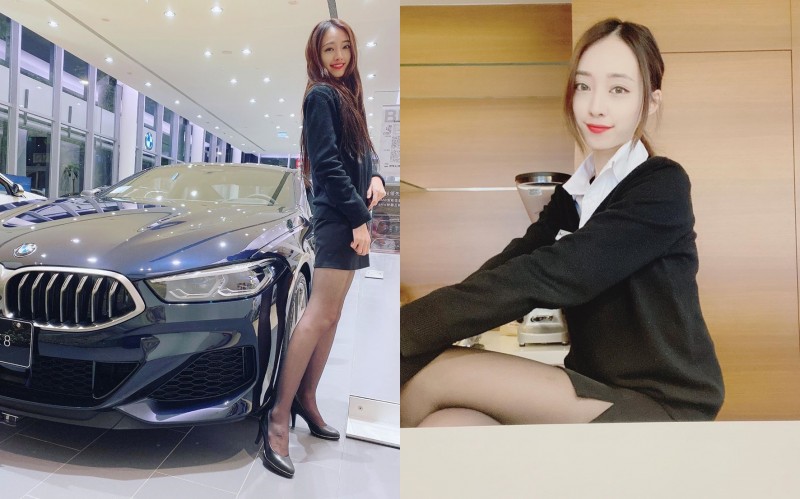 【蜗牛娱乐】超優質汽車業務「琳仔」9頭身身材比例超不科學　辣伸「黑絲美腿」把人電翻