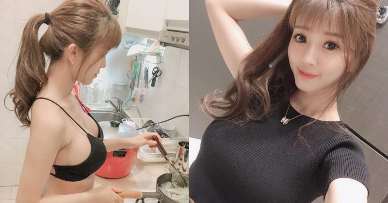 【蜗牛娱乐】宵夜文！「兇猛女老師」廚房展現強大事業線，超棒視角讓人無法抵禦呀…