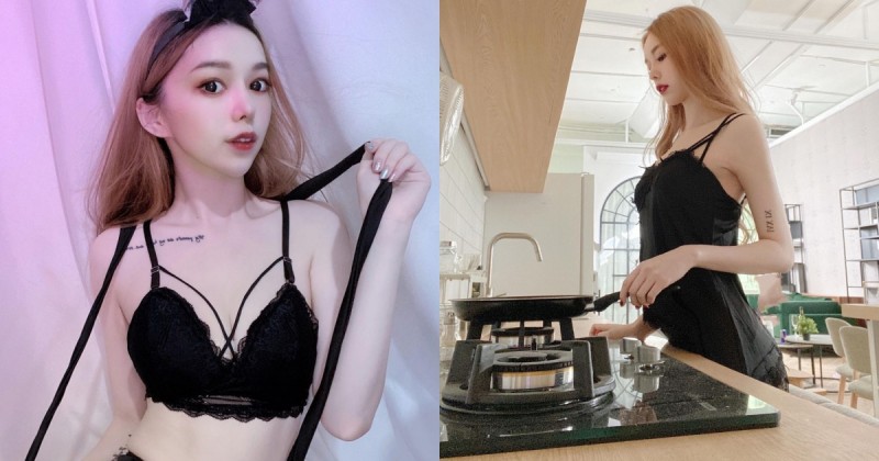 【蜗牛娱乐】有餐飲證照的大眼洋娃娃！「空靈系正妹」性感蕾絲睡袍下廚，光看就胃口大開！