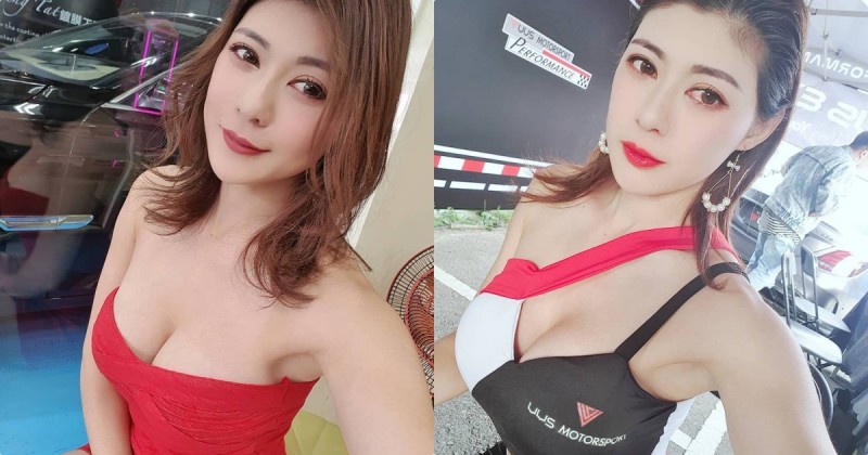 【蜗牛娱乐】火辣展場正妹「JoJo 嘉嘉」，低胸賽車服「車頭燈好吸睛」！