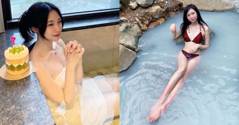 【蜗牛娱乐】政大畢業「氣質正妹」野溪泡湯，比基尼秀白皙修長「逆天美腿」！